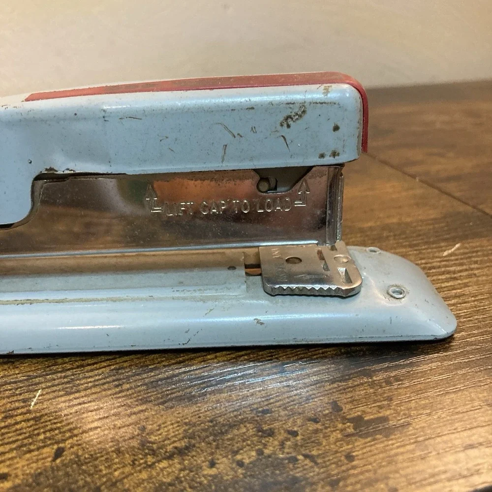 Vintage Swingline‎ 400 Blue Gray Metal Stapler Mid Century Atomic Office Decor